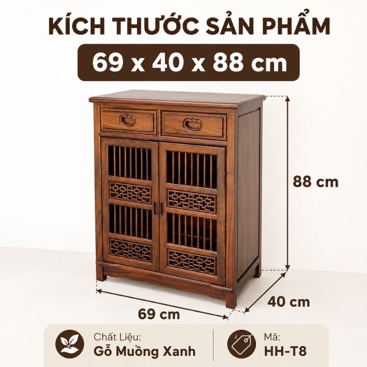 Tủ Giày Gỗ Muồng Xanh Lối Cổ HH-T8 – Nét Sang Trầm Cho Không Gian Sống Chỉn Chu Tủ Giày Gỗ Muồng Xanh Lối Cổ HH-T8 – Nét Sang Trầm Cho Không Gian Sống Chỉn Chu - Ảnh 5