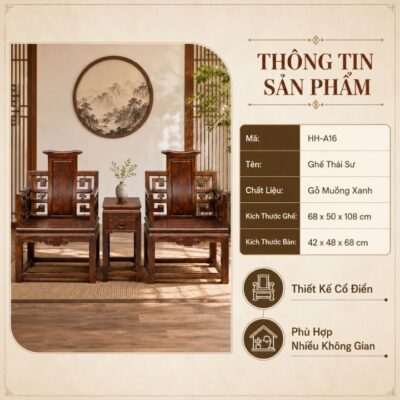 Bộ Ghế Thái Sư HH-A16 – Nét Gỗ Trầm Sang Cho Góc Trà Việt Bộ Ghế Thái Sư HH-A16 – Nét Gỗ Trầm Sang Cho Góc Trà Việt