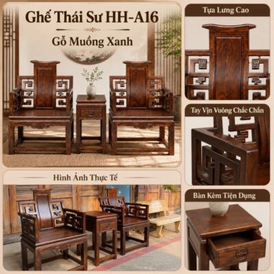 Bộ Ghế Thái Sư HH-A16 – Nét Gỗ Trầm Sang Cho Góc Trà Việt Bộ Ghế Thái Sư HH-A16 – Nét Gỗ Trầm Sang Cho Góc Trà Việt