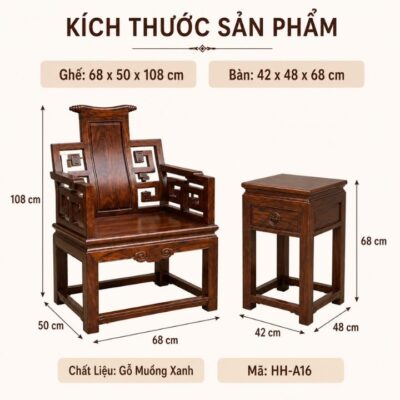 Bộ Ghế Thái Sư HH-A16 – Nét Gỗ Trầm Sang Cho Góc Trà Việt Bộ Ghế Thái Sư HH-A16 – Nét Gỗ Trầm Sang Cho Góc Trà Việt