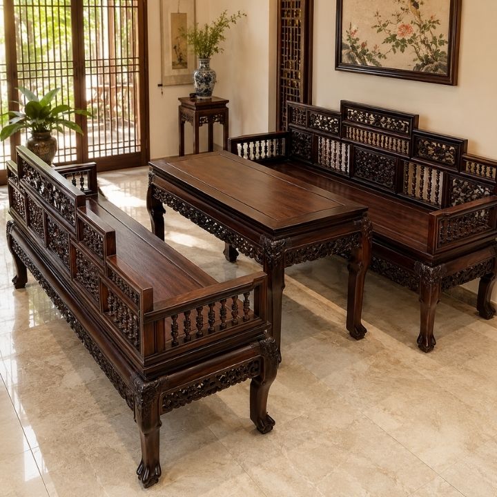 Bộ Trường Kỷ Song Tiện Gỗ Muồng Xanh HH-C11 – Khí Chất Á Đông Trong Không Gian Sống Đẳng Cấp Bộ Trường Kỷ Song Tiện Gỗ Muồng Xanh HH-C11 – Khí Chất Á Đông Trong Không Gian Sống Đẳng Cấp - Ảnh 8