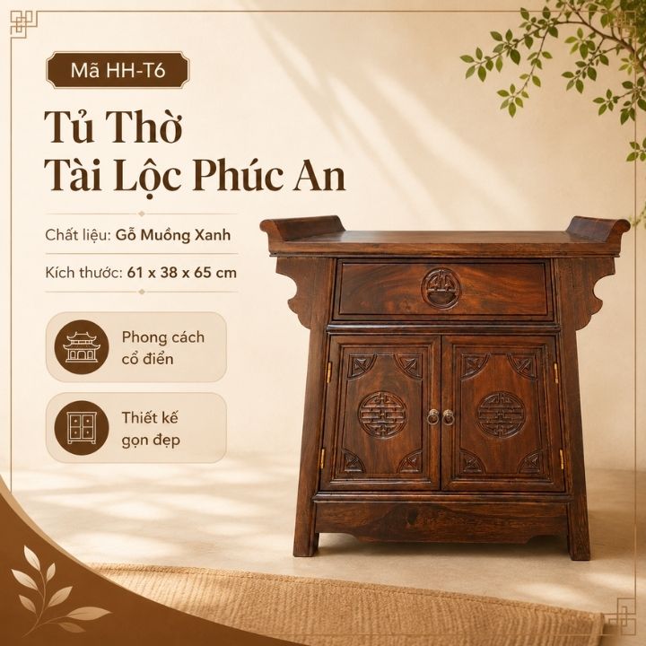 Tủ Thờ Tài Lộc Phúc An Gỗ Muồng Xanh HH-T6 – Gọn Đẹp, Trang Nghiêm Cho Góc Thờ Tài Lộc Tủ Thờ Tài Lộc Phúc An Gỗ Muồng Xanh HH-T6 – Gọn Đẹp, Trang Nghiêm Cho Góc Thờ Tài Lộc - Ảnh 7