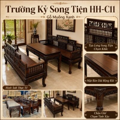 Bộ Trường Kỷ Song Tiện Gỗ Muồng Xanh HH-C11 – Khí Chất Á Đông Trong Không Gian Sống Đẳng Cấp Bộ Trường Kỷ Song Tiện Gỗ Muồng Xanh HH-C11 – Khí Chất Á Đông Trong Không Gian Sống Đẳng Cấp