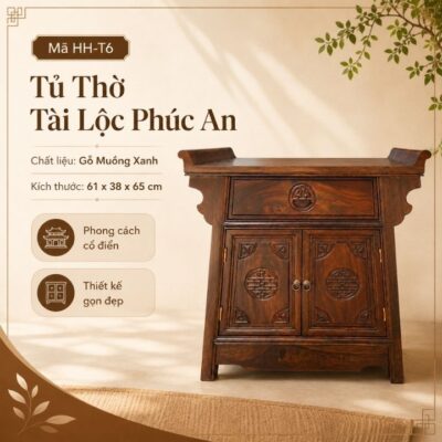 Tủ Thờ Tài Lộc Phúc An Gỗ Muồng Xanh HH-T6 – Gọn Đẹp, Trang Nghiêm Cho Góc Thờ Tài Lộc Tủ Thờ Tài Lộc Phúc An Gỗ Muồng Xanh HH-T6 – Gọn Đẹp, Trang Nghiêm Cho Góc Thờ Tài Lộc