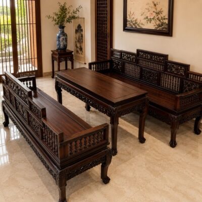Bộ Trường Kỷ Song Tiện Gỗ Muồng Xanh HH-C11 – Khí Chất Á Đông Trong Không Gian Sống Đẳng Cấp