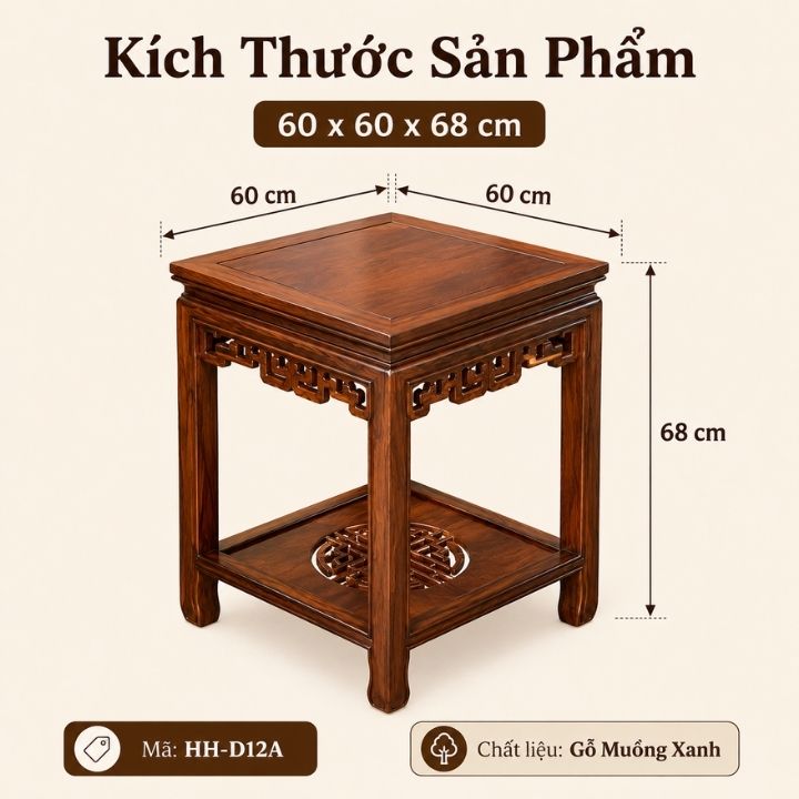 Ghế Đôn Vuông Gỗ Muồng Xanh HH-D12A – Nét Thanh Lịch Trong Không Gian Á Đông Ghế Đôn Vuông Gỗ Muồng Xanh HH-D12A – Nét Thanh Lịch Trong Không Gian Á Đông - Ảnh 5