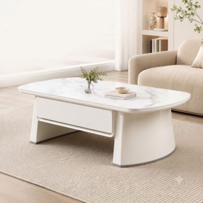 Trang chủ Bàn Trà Mặt Đá Ceramic Khung Gỗ MDF Sơn PU A89-13 Hiện Đại