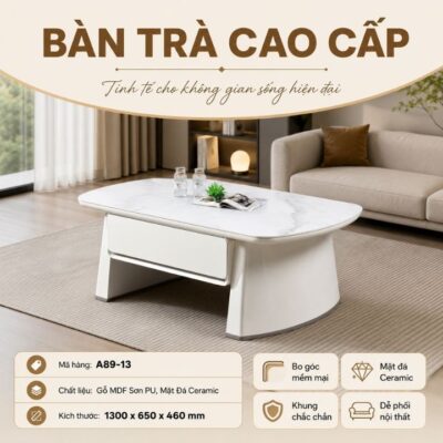 Bàn Trà Mặt Đá Ceramic Khung Gỗ MDF Sơn PU A89-13 Hiện Đại Bàn Trà Mặt Đá Ceramic Khung Gỗ MDF Sơn PU A89-13 Hiện Đại