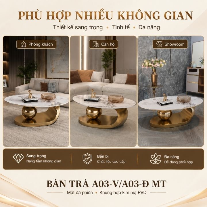 Bàn Trà Mặt Đá Phiến PH-A03-Vàng Khung Kim Loại Cao Cấp Bàn Trà Mặt Đá Phiến PH-A03-Vàng Khung Kim Loại Cao Cấp - Ảnh 6