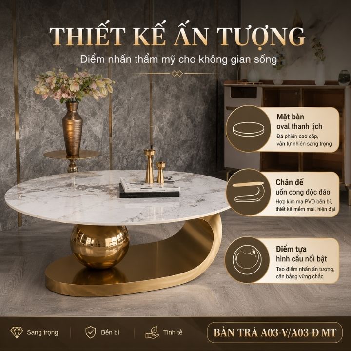 Bàn Trà Mặt Đá Phiến PH-A03-Vàng Khung Kim Loại Cao Cấp Bàn Trà Mặt Đá Phiến PH-A03-Vàng Khung Kim Loại Cao Cấp - Ảnh 7