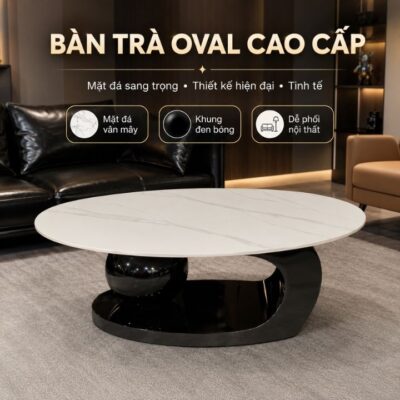 Bàn Trà Oval Cao Cấp Mặt Đá Ceramic Khung Inox 201 Hiện Đại Bàn Trà Oval Cao Cấp Mặt Đá Ceramic Khung Inox 201 Hiện Đại
