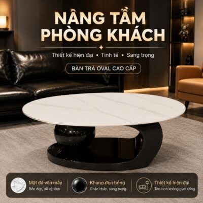 Bàn Trà Oval Cao Cấp Mặt Đá Ceramic Khung Inox 201 Hiện Đại Bàn Trà Oval Cao Cấp Mặt Đá Ceramic Khung Inox 201 Hiện Đại