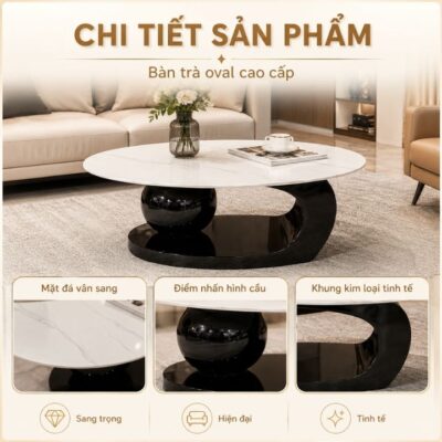 Bàn Trà Oval Cao Cấp Mặt Đá Ceramic Khung Inox 201 Hiện Đại Bàn Trà Oval Cao Cấp Mặt Đá Ceramic Khung Inox 201 Hiện Đại