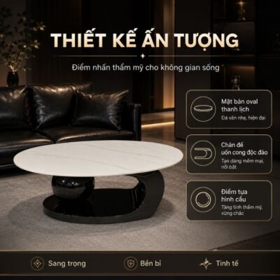 Bàn Trà Oval Cao Cấp Mặt Đá Ceramic Khung Inox 201 Hiện Đại Bàn Trà Oval Cao Cấp Mặt Đá Ceramic Khung Inox 201 Hiện Đại