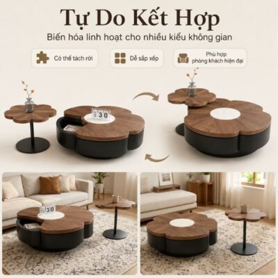 Bàn Trà Sofa 2 Món A389 Gỗ Óc Chó Đen Bắc Mỹ Phối Đá Tự Nhiên Bàn Trà Sofa 2 Món A389 Gỗ Óc Chó Đen Bắc Mỹ Phối Đá Tự Nhiên