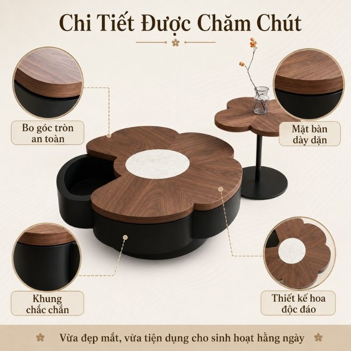 Bàn Trà Sofa 2 Món A389 Gỗ Óc Chó Đen Bắc Mỹ Phối Đá Tự Nhiên Bàn Trà Sofa 2 Món A389 Gỗ Óc Chó Đen Bắc Mỹ Phối Đá Tự Nhiên - Ảnh 6