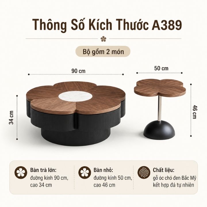 Bàn Trà Sofa 2 Món A389 Gỗ Óc Chó Đen Bắc Mỹ Phối Đá Tự Nhiên Bàn Trà Sofa 2 Món A389 Gỗ Óc Chó Đen Bắc Mỹ Phối Đá Tự Nhiên - Ảnh 7