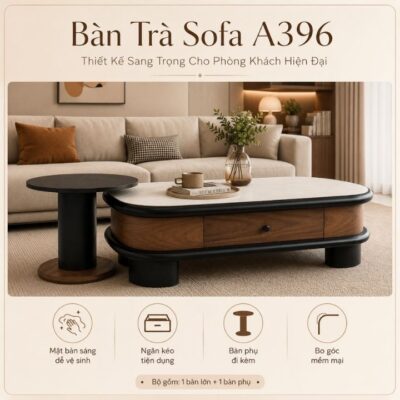 Bàn Trà Sofa A396 Kèm Bàn Phụ Bo Tròn Tích Hợp Ngăn Kéo Hiện Đại Bàn Trà Sofa A396 Kèm Bàn Phụ Bo Tròn Tích Hợp Ngăn Kéo Hiện Đại