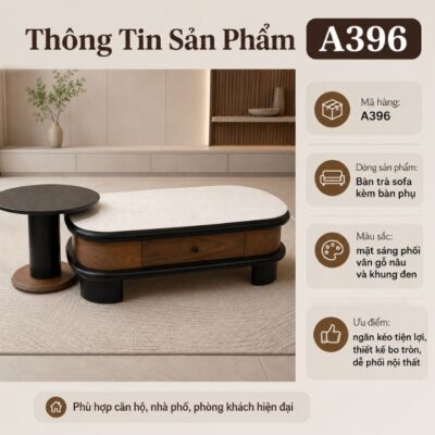 Bàn Trà Sofa A396 Kèm Bàn Phụ Bo Tròn Tích Hợp Ngăn Kéo Hiện Đại Bàn Trà Sofa A396 Kèm Bàn Phụ Bo Tròn Tích Hợp Ngăn Kéo Hiện Đại