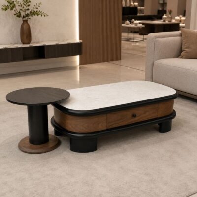 Bàn Trà Sofa A396 Kèm Bàn Phụ Bo Tròn Tích Hợp Ngăn Kéo Hiện Đại Bàn Trà Sofa A396 Kèm Bàn Phụ Bo Tròn Tích Hợp Ngăn Kéo Hiện Đại