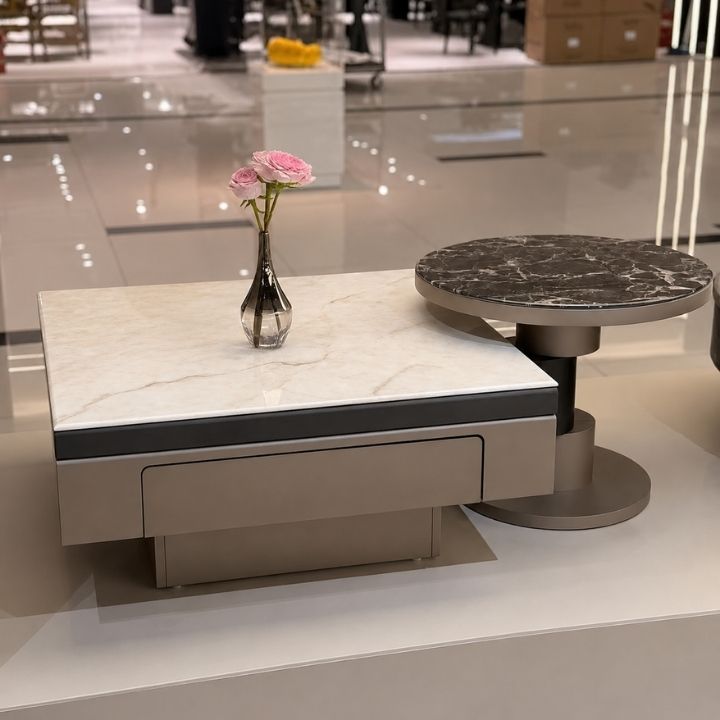 Cặp Bàn Trà Mặt Kính In 3D Vân Đá A386 Cao Cấp Cặp Bàn Trà Mặt Kính In 3D Vân Đá A386 Cao Cấp - Ảnh 5